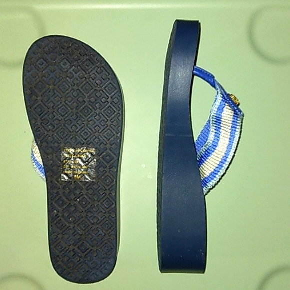 Brand New☆TORY BURCH☆Women's Infradito Blue Gemini Link Wedge Sandals☆Size 6M - Picture 10 of 13